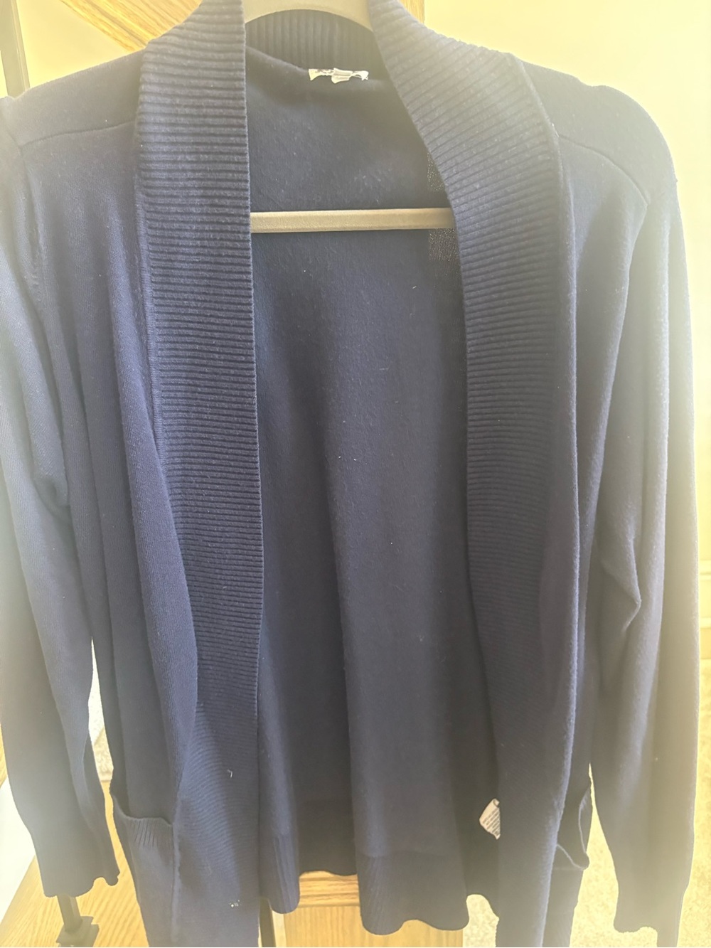 Cielo Navy Open-Front Shawl Collar Cardigan